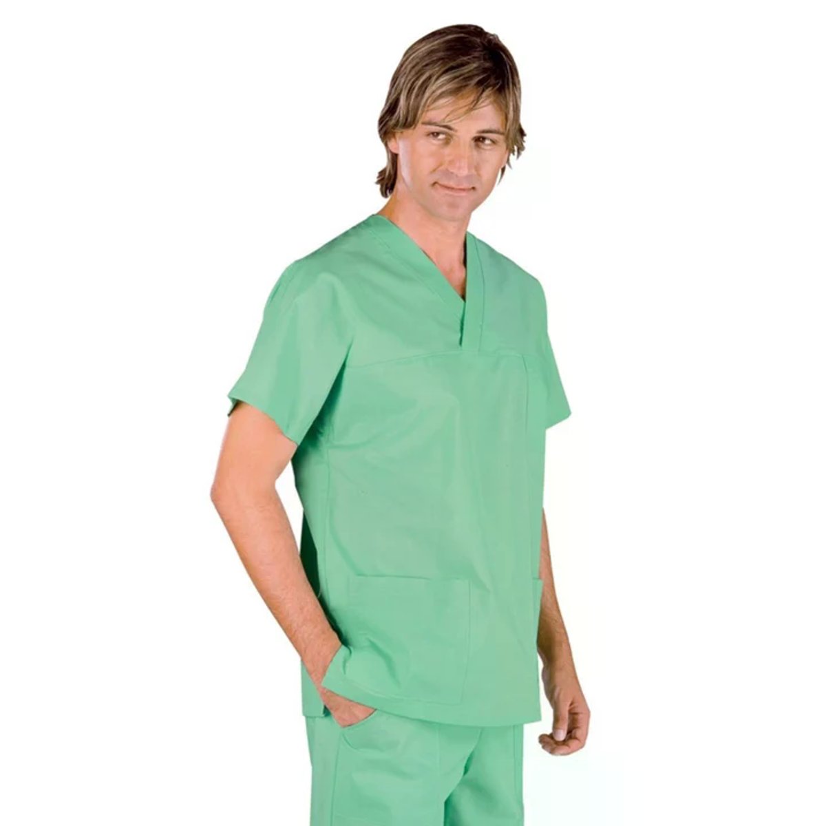 Casacca Sanitaria Unisex Isacco Collo a V 100% Cotone Mezza Manica con 3 Tasche thumbnail 3