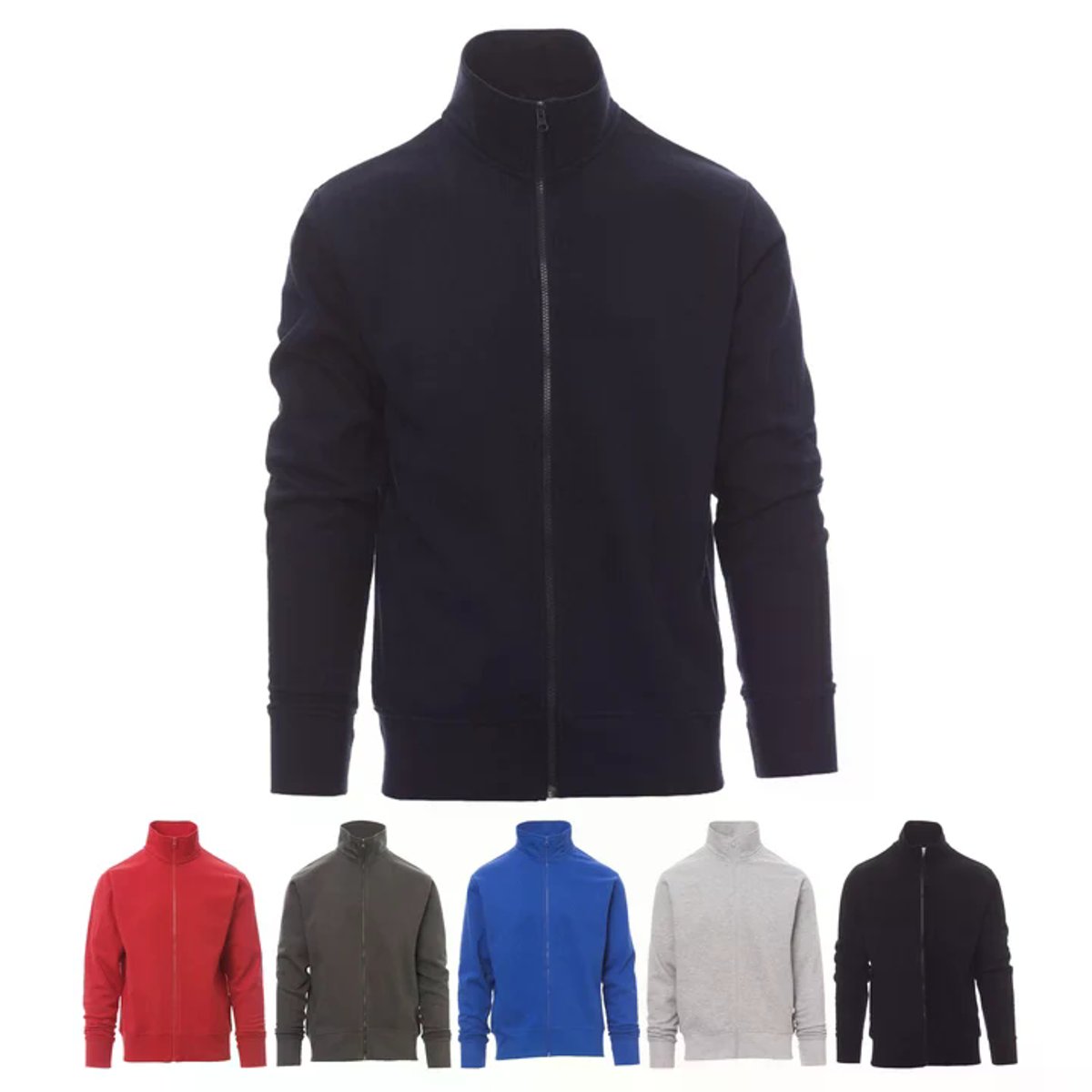 Felpa da Lavoro Uomo HOUSTON con Zip Intera 280 g/m² in Cotone e Poliestere