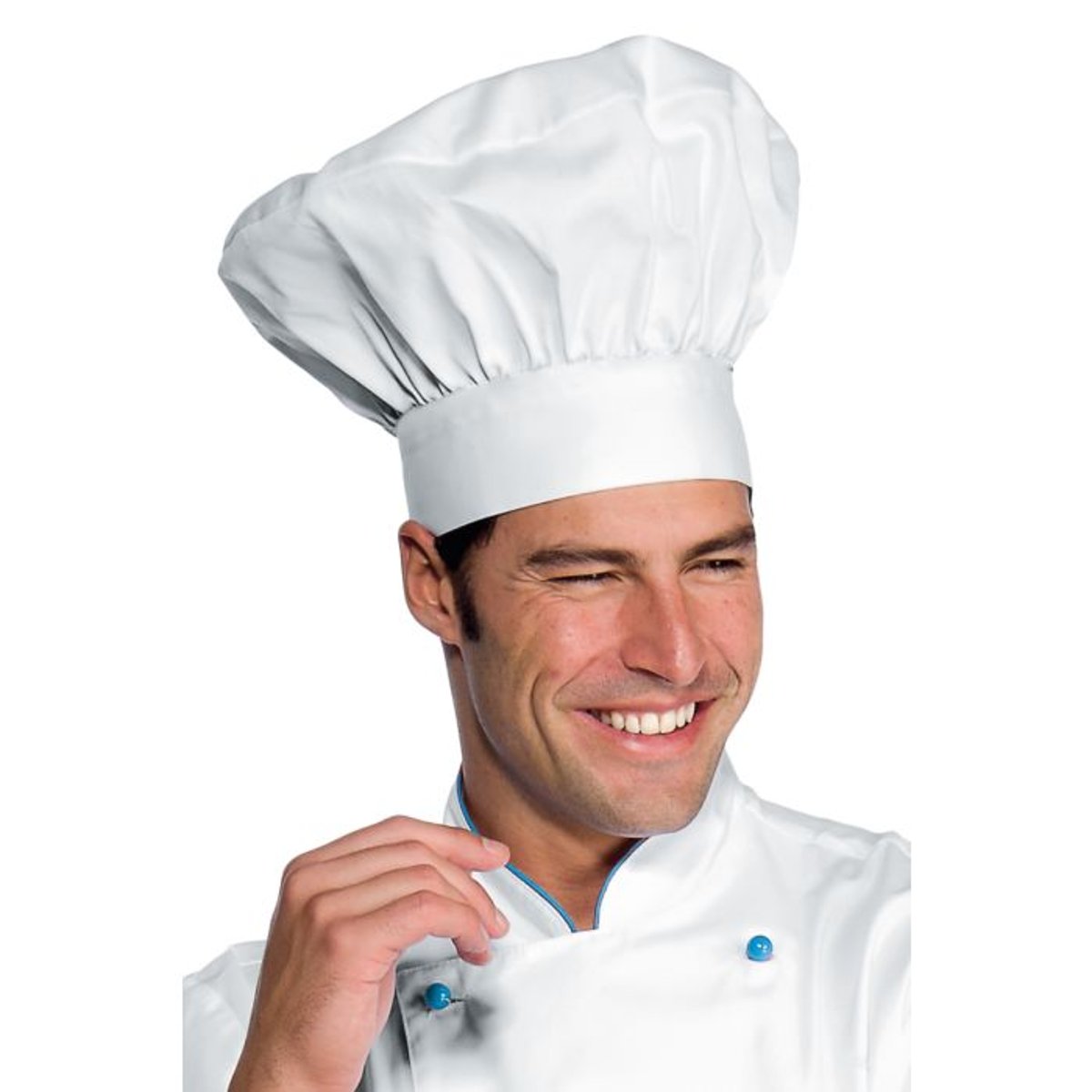 Cappello da Cuoco Isacco Regolabile con Velcro – Bianco e Nero thumbnail 3