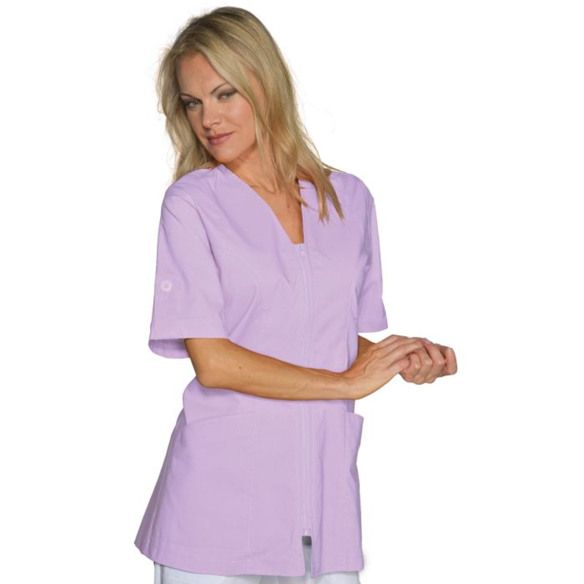 Casacca Benidorm Isacco Donna Manica Lunga con Zip e 2 Tasche per Estetista, Sanitario e Alimentare