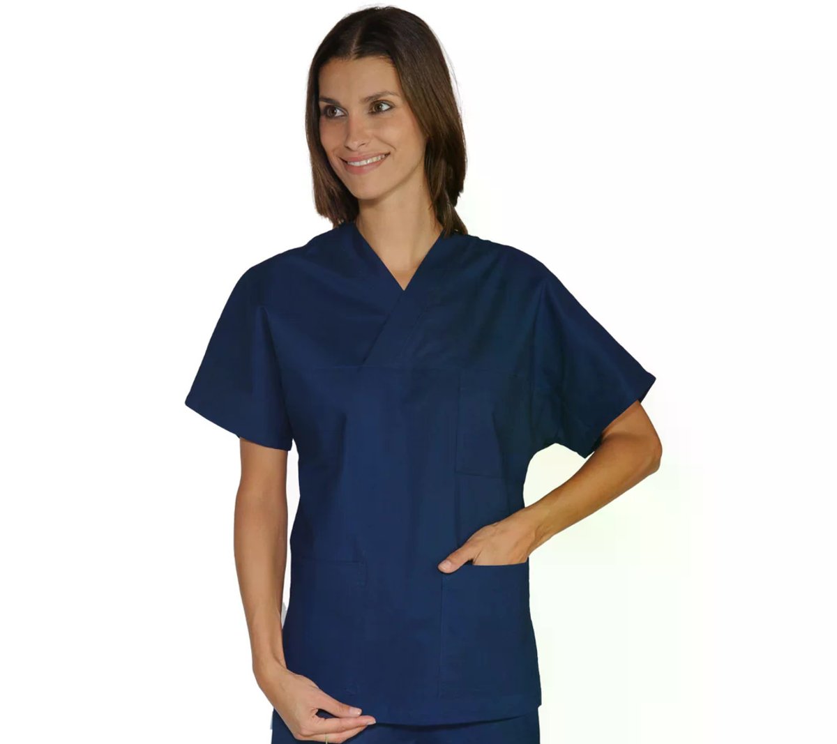Casacca Sanitaria Unisex Isacco Collo a V 100% Cotone Mezza Manica con 3 Tasche thumbnail 2