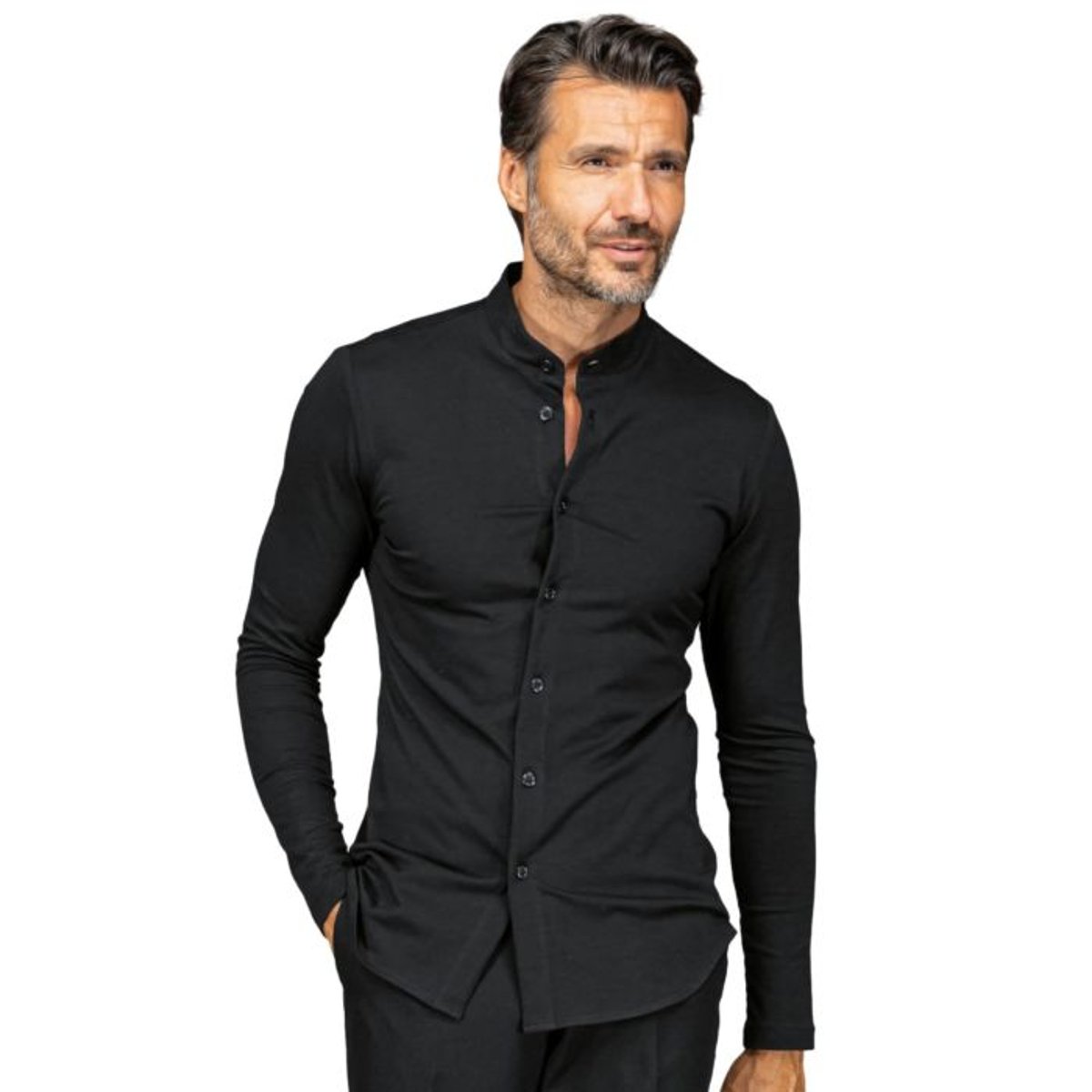 Camicia da Lavoro Portorico Isacco Unisex in Jersey con Collo Coreano per Cameriere, Barista e Ristorazione