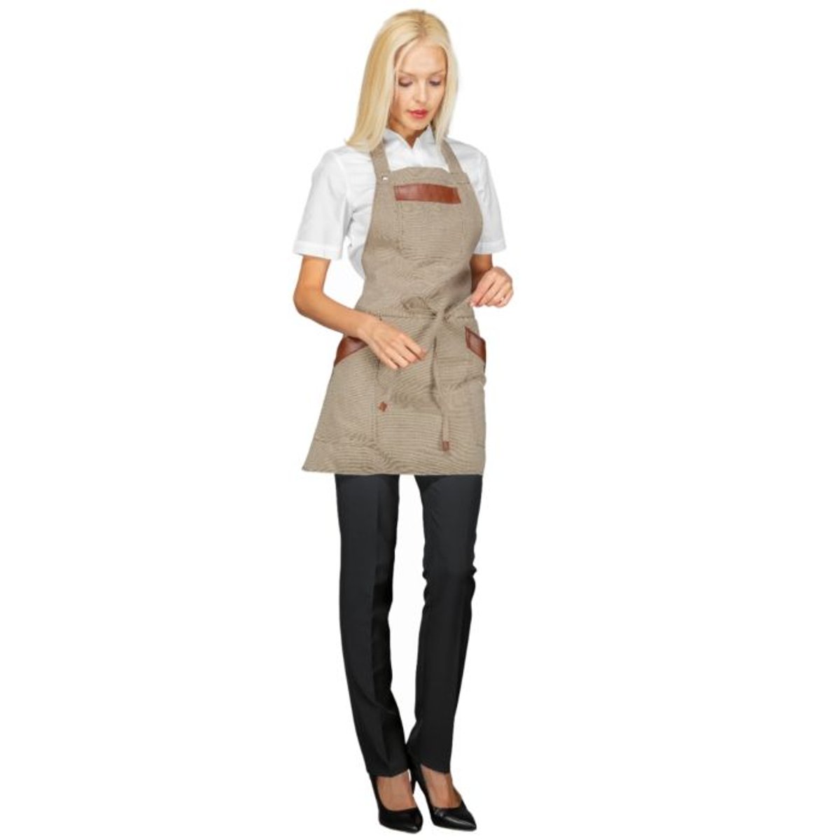 Grembiule Oregon Short Isacco Unisex per Bar, Enoteche e Bistrot con Inserti in Pelle thumbnail 2