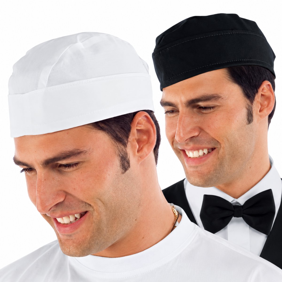 Bustina da Lavoro Isacco Regolabile con Elastico per Cucina e Ristorazione – Nero e Bianco