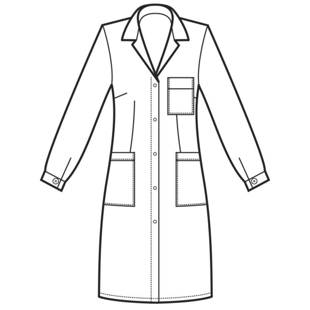 Camice da Laboratorio Donna Isacco Manica Lunga Antiacido 195 g/m² con Bottoni a Pressione thumbnail 3