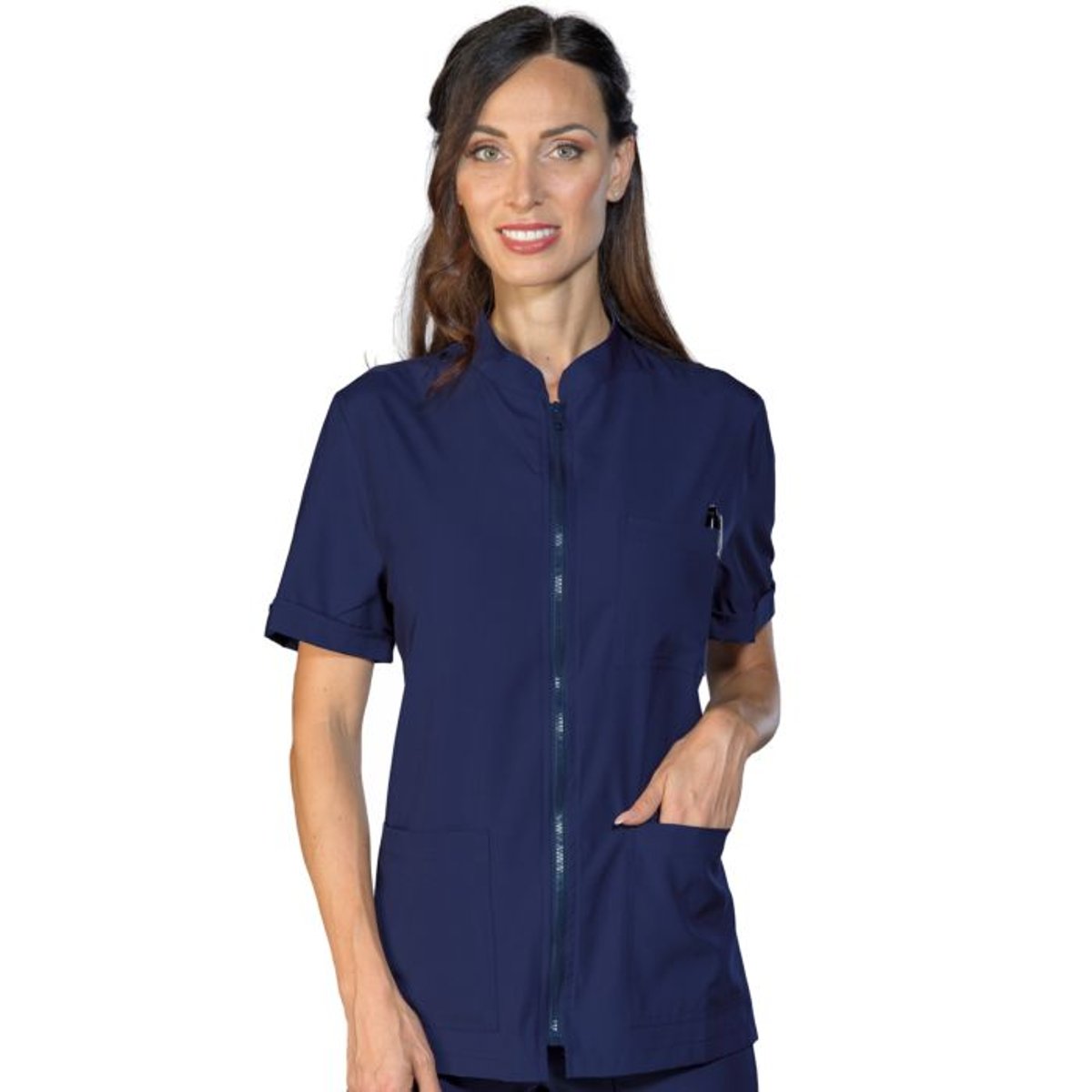 Casacca Sanitaria Samarcanda Isacco Unisex Mezza Manica Tecnostretch con Zip e 3 Tasche
