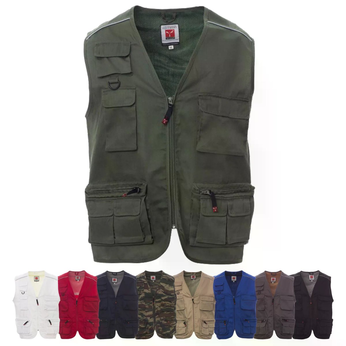 Gilet da Lavoro POCKET Uomo Estivo Multitasche con Porta Badge e Dettagli Reflex