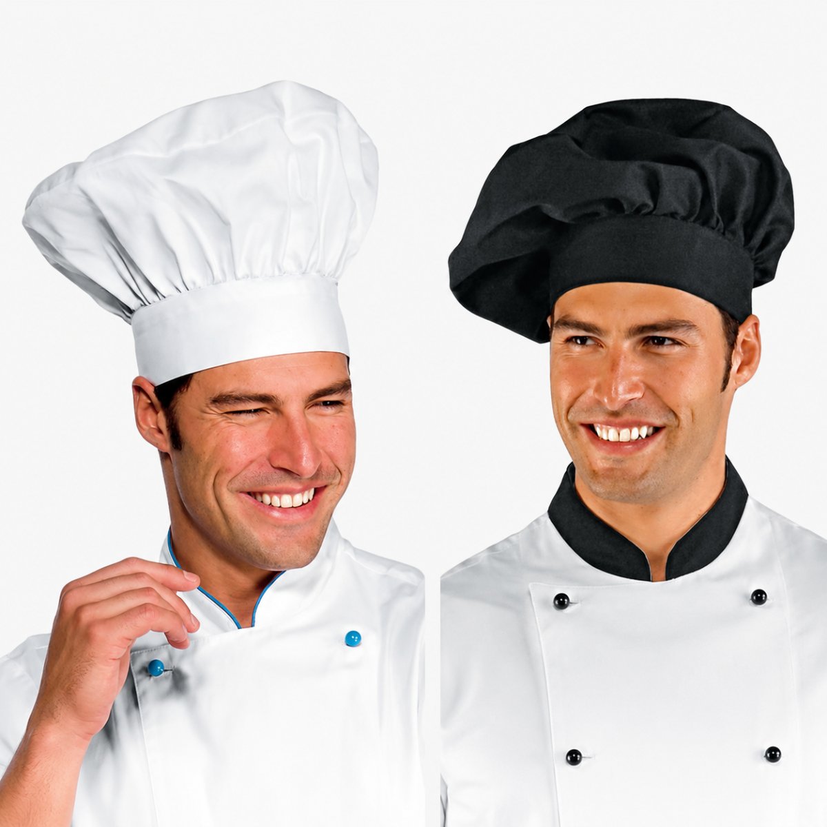 Cappello da Cuoco Isacco Regolabile con Velcro – Bianco e Nero