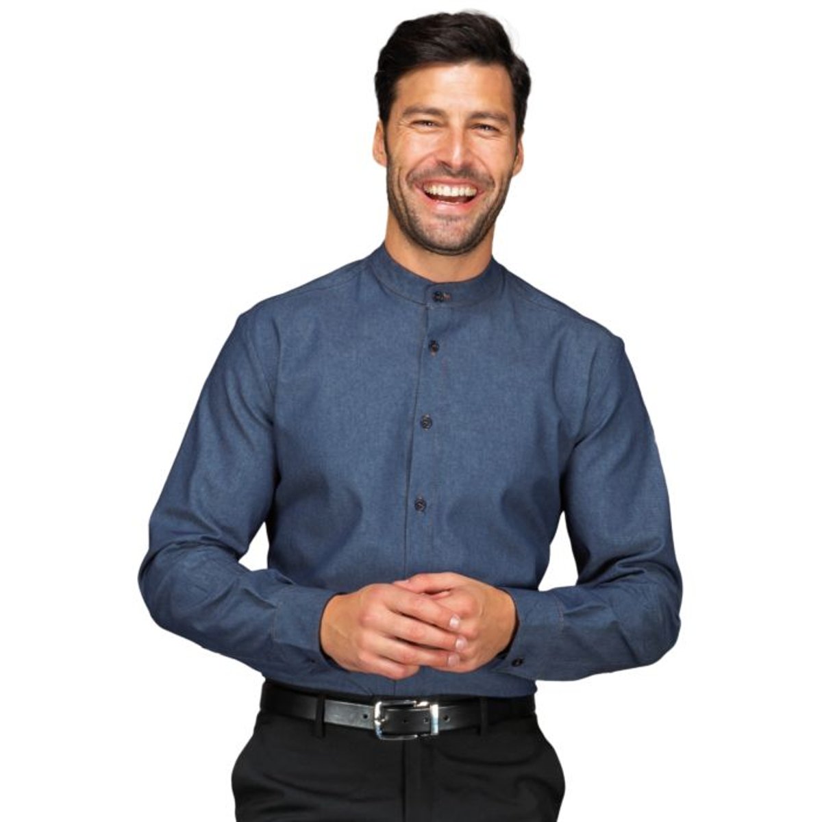 Camicia da Lavoro Detroit Isacco Unisex Manica Lunga Stretch con Collo Coreano
