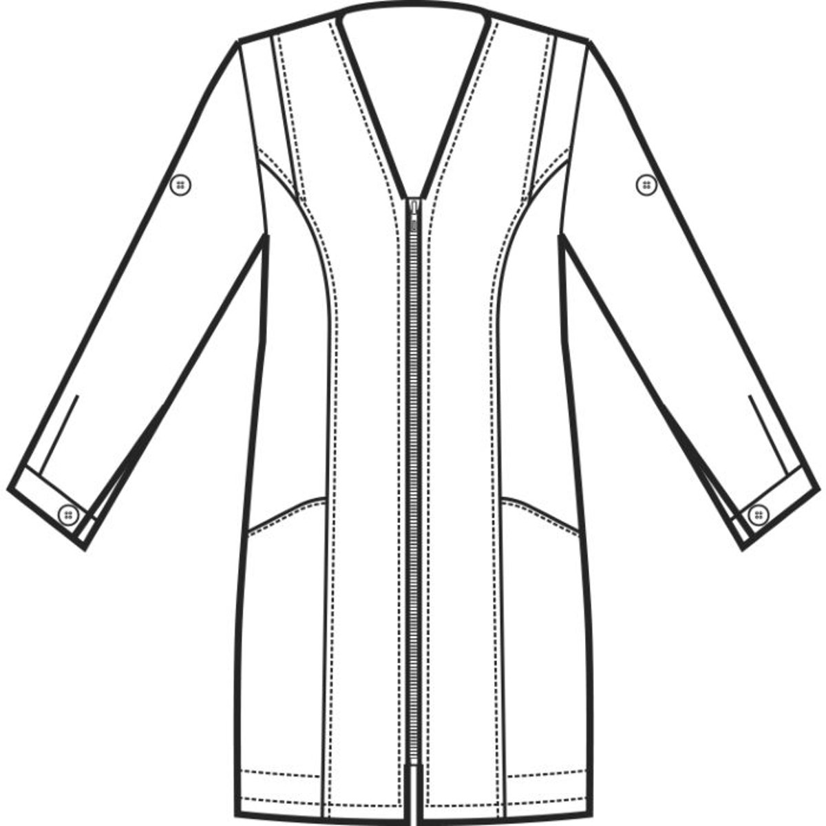Casacca Benidorm Isacco Donna Manica Lunga con Zip e 2 Tasche per Estetista, Sanitario e Alimentare thumbnail 2