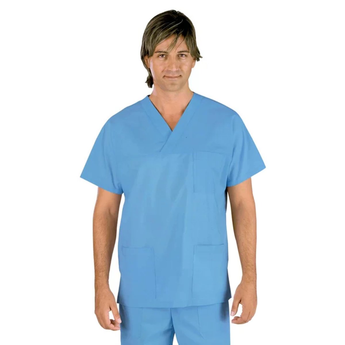 Casacca Sanitaria Unisex Isacco Collo a V 100% Cotone Mezza Manica con 3 Tasche thumbnail 4
